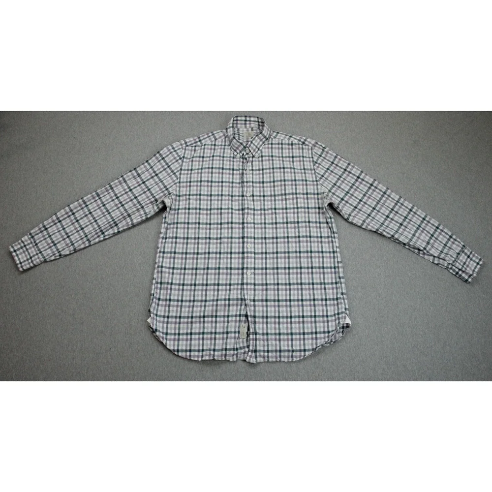 J Crew Shirt Mens Large (16/16.5) Plaid 2 Ply 100% Cotton‎ Button Down